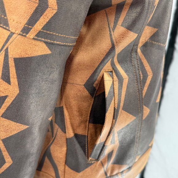 Insight New York Womens Geometric Vegan Leather Jacket Size 8 - Picture 4 of 10